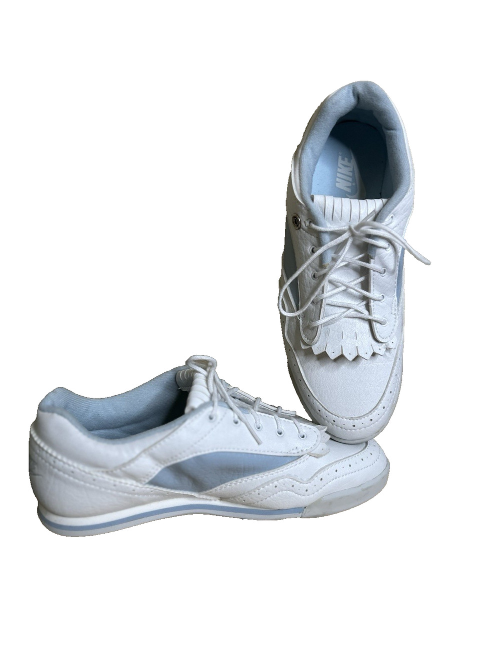 Nike Golf Shoes Women's Size 8 White Blue Leather Fringe Flaps